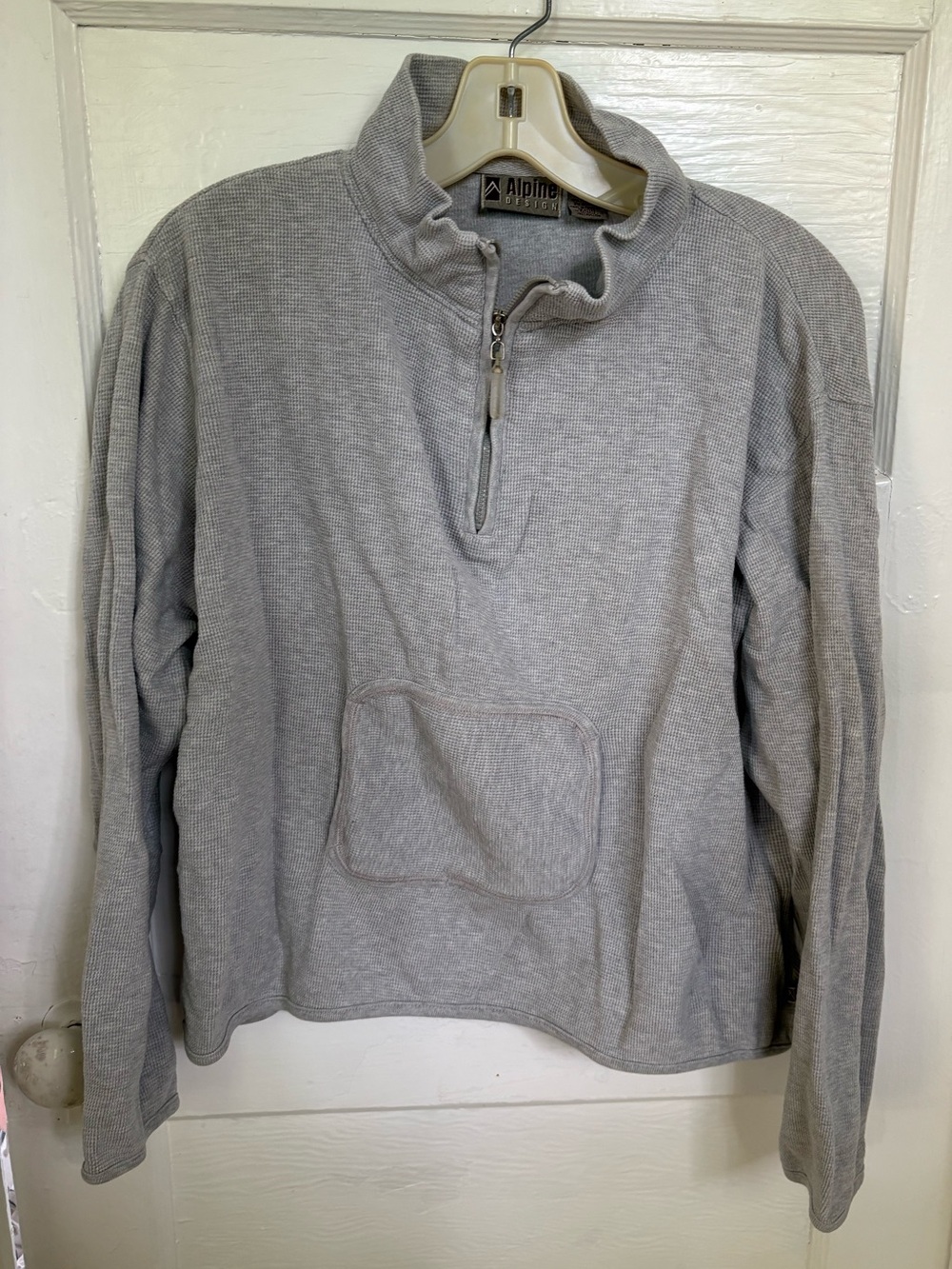 Alpine Light Gray Waffle-Knit Quarter-Zip Pullover